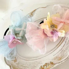 フラワー チュールリボン ヘアゴム1P