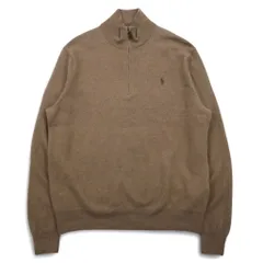 Polo by Ralph Lauren ハーフジップ ラムウール ニット セーター XL ベージュ 羊毛 スモールポニー刺繍