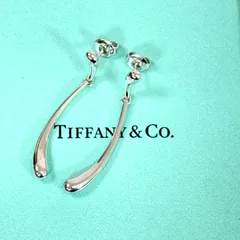 【希少 ヴィンテージ・美品】Tiffany&Co. ティファニー エルサ ペレッティ ロング スイング ダブル ティアドロップ スタッド ピアス Ag925 SV925 K14 14金 スターリングシルバー アクセサリー レディース ジュエリー 箱付き