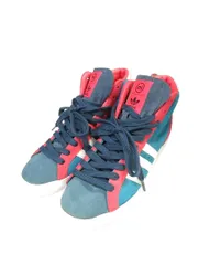 アディダス adidas スニーカー ハイカット スリー ストライプ  スウェード サイズ25.0 ブルー レッド QQQ