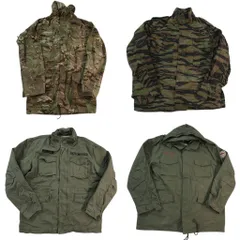古着卸 まとめ売り 米軍民間 M-65 フィールドジャケット ミリタリー 4枚セット (メンズ XL /2XL ) タイガーストライプ 中古 古着 ND7359