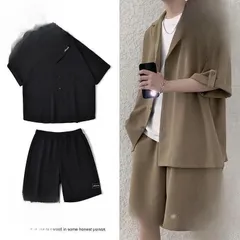 セットアップ メンズ 夏 半袖 上下セット サマー 短パン 薄手 涼しい シャツ ホームウエア 2点セット カジュアル トップス アウター おしゃれ