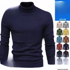 タートルネック ニット メンズ 長袖 暖かい セーター トップス カットソー ハイネック 春 秋 冬 服 メンズファッション