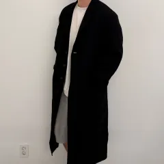 TRUE hidden button wool Long coat