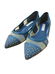 ダイアナ DIANA パンプス スタッズ メッシュ ポインテッドトゥ ローヒール サイズ23cm インディゴ QQQ