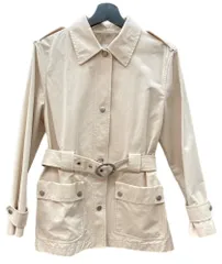コーチ COACH カジュアル ミリタリー ジャケット CASUAL MILITARY JACKET トレンチ ライトアウター シルバーボタン BEIGE アイボリー C2532 ジャケット ロゴ ベージュ Sサイズ 104LT-355のサムネイル