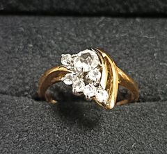 昭和レトロ ヴィンテージ 金 GOLD 指輪 パヴェリング ホワイトストーン 