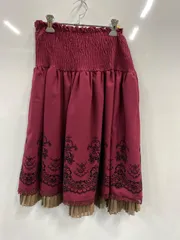 ピA364⚫︎axes femme⚫︎アクシーズファム⚫︎ひざ丈スカート⚫︎ロリータ⚫︎レースアップ⚫︎ウエストゴム⚫︎フレア⚫︎クラシカル⚫︎レディース⚫︎sizeM⚫︎ワインレッド
