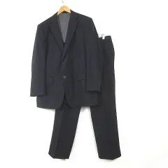 ベルモーレ BELLUMORE 日本製 スーツ セットアップ ストライプ ウール Royal Wool シングル 2ボタン L-XL BB7 黒 ブラック
