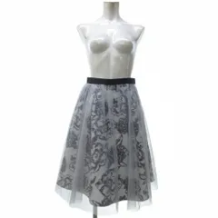 ジャスグリッティー JUSGLITTY チュールスカート フレアスカート ミモレ丈 花柄 総柄 水色系 1 約S ■YHS5