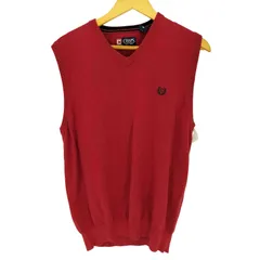 チャップスラルフローレン CHAPS RALPH LAUREN 90-00s ロゴ刺繍 Vネック コットンニットベスト メンズ import：M 