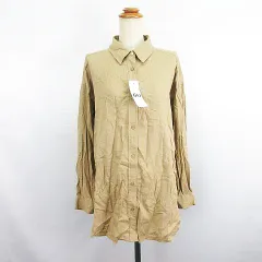 ジーユー GU シャツ ブラウス 長袖 オーバーサイズ リネンブレンド XL ベージュ ※EKM