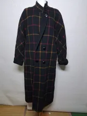 CHECK パータン ウール ロング コート88