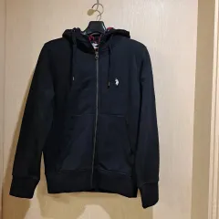 U.S. POLO ブラック 起毛 フード ジップアップ サイズ95