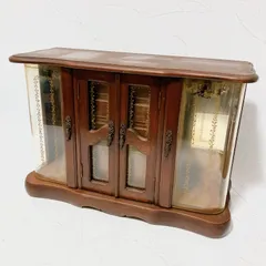 アンティーク　木製ジュエリーボックス　両開き　オルゴール付　愛の讃歌　ビンテージ　宝石箱 木の宝石箱・工芸品