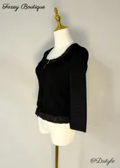 【未使用級】【クリーニング済】FOXEY BOUTIUE/ フォクシーブティック カーディガン 38 ブラック 上質なレーヨンブレンド素材