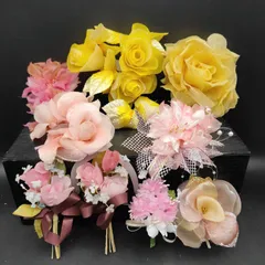 コサージュ 9点セット イエロー ピンク お得なセット まとめて 入学 入園 卒業 卒園 式典 胸飾り S384