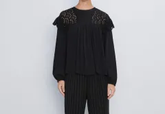 タグ付き) ザラ ブラック ブラウス