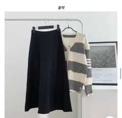 ウール ニット ロング丈スカート Aライン