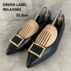 新品 未使用 GREEN LABEL RELAXING UNITED ARROWS グリーンレーベルリラクシング ユナイテッドアローズ ポインテッド バックル フラットシューズ 23.5cm 黒 レザー 0798 パンプス ローヒール オフィス ★ ■■