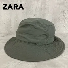 美品 ZARA ザラ バケットハット 帽子 あご紐付き ドローコード サファリハット アドベンチャーハット ハット カーキ オリーブ グリーン 深緑 ストリート カジュアル キャンプ アウトドア 釣り 登山 日除け 折りたたみ可能 外出 ★ ■■