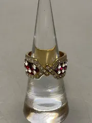 SN832 ルビー？ ダイヤモンド？ ゴールド リング アンティーク アクセサリー 15号 重さ6.2g