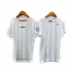 アディダス adidas タグ付き トレーニングウェア Tシャツ カットソー 半袖 ロゴプリント 2点セット おまとめ L OT 白 ホワイト /SY4