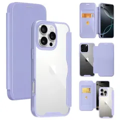 iPhone16 Pro 用の ケース 手帳型 クリア 背面 透明 アイフォン16 プロ スマホケース カバー 軽量