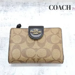 COACH コーチ 二つ折り財布 シグネチャー ブラウン×ブラック コンパクトウォレット ブランド財布 小銭入れ 札入れ