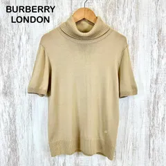 BURBERRY LONDON バーバリーロンドン ホースロゴ刺繡 タートルネック ウール 半袖 ニット ベージュ