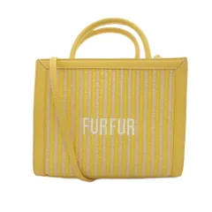 ファーファー furfur 美品 ハンドバッグ ショルダー 2WAY 黄 イエロー ストライプ柄 ロゴ刺繍 /TZ ■GY12