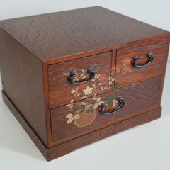 美品】会津桐工芸 小箪笥 2段 蒔絵 小引き出し 昭和レトロ 桐たんす