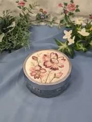 イギリス アンティーク 金糸刺繍 ガラスケース 気泡入り