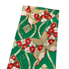 【値下げ中！】 袋名古屋帯 金糸　蝶々　緑　着物　帯