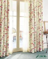 【アヤ様専用】バラ色の暮し（バラクラ・ケイ山田）遮光カーテン生地 フラワーガーデン F1493 巾190×丈155cm（両開き）形態安定加工付