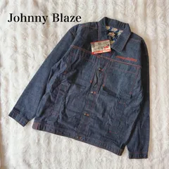 新品タグ付き Johnny Blaze デニムジャケット L RAW DENIM オーバーサイズ バック刺繍ロゴ ビッグシルエット インディゴ ストリート