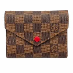 【6ba0782-k】ルイヴィトン 三つ折り財布 ダミエ ポルトフォイユヴィクトリーヌ N41659 エベヌ/スリーズ【中古】レディース