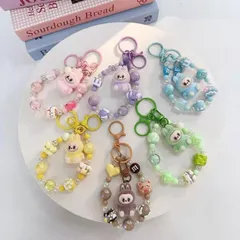 Labubu ビーズキーホルダー スマホストラップ スマホアタッチメントプレート スマホホルダー用 かわいい バッグチャーム キーホルダー 推し活 ラブブ