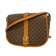 【6ba0680-k】セリーヌ ショルダーバッグ マカダム PVC ブラウン ゴールド金具【中古】レディース