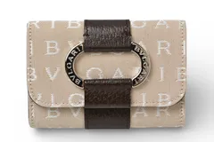 ブルガリ キーケース/キーホルダー BVLGARI  ロゴマニア ベージュ/シルバー金具 メンズ/レディース【中古】