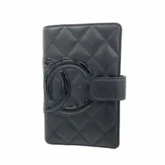 【6ba0987-k】シャネル 財布 カンボン ラムスキン ブラック シルバー金具【中古】レディース