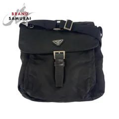 美品 PRADA プラダ テスート 三角ロゴプレート ブラック 黒 シルバー金具 ショルダーバッグ  メッセンジャーバッグ レディース 505905【中古】