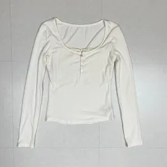 DAZY 白 レース Uネック 長袖 Tシャツ L