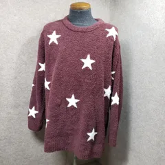 GELATO PIQUE 部屋着　ルームウエア 星柄 クルーネック ボルドー系 170(M-L) 　u7229s