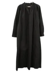 グリーンレーベルリラクシング ユナイテッドアローズ green label relaxing ビショップ スリーブ シャツ ワンピース FREE ブラック 黒 コットン