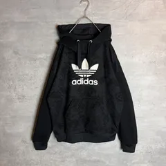 希少 adidas アディダス ユニセックス パーカー レース ワッフル素材 ブラック 黒 XO