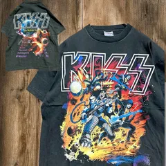 バンド Tシャツ キッス KISS ライブ ツアー アニメ イラスト 黒 USA製 XLサイズ シングルステッチ 古着 ビンテージ used vintage  p15/