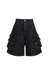 UNDERWATER｜LAYERED POCKET DISTRESSED DENIM SHORTS