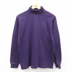 M/古着 エディーバウアー 長袖 ビンテージ Tシャツ メンズ 90年代 90s 無地 コットン クルーネック 紫【spe】 25dec18