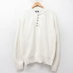XL/古着 ランズエンド 長袖 セーター メンズ 90年代 90s コットン ヘンリーネック 白 25dec18